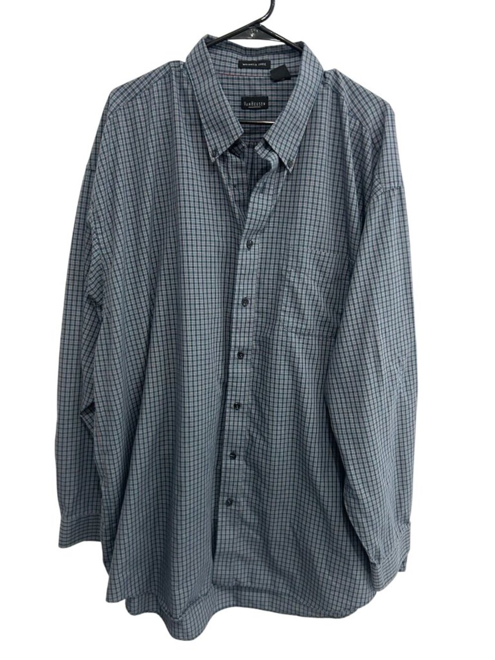 Van Heusen 3XLT Mens Wrinkle-Free Long Sleeve Button-Up Plaid Shirt Retro